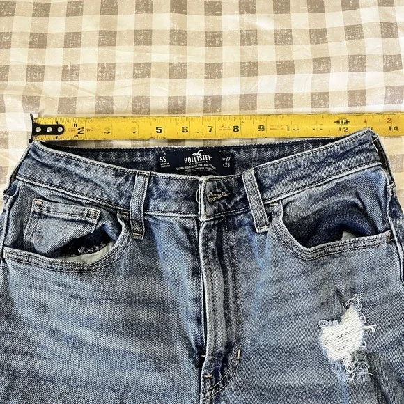 HOLLISTER Women 5S Distressed High Rise Vintage Straight 90s Grunge Style Denim - Picture 6 of 9